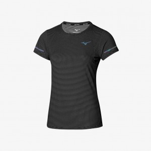 Mizuno DRYAEROFLOW UNDYED BLACK TEE Černé | CZ_MZN12929