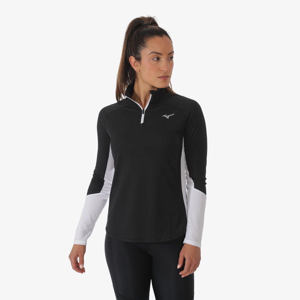 Mizuno DRY AEROFLOW LONG SLEEVE HALF ZIP Černé | CZ_MZN54950